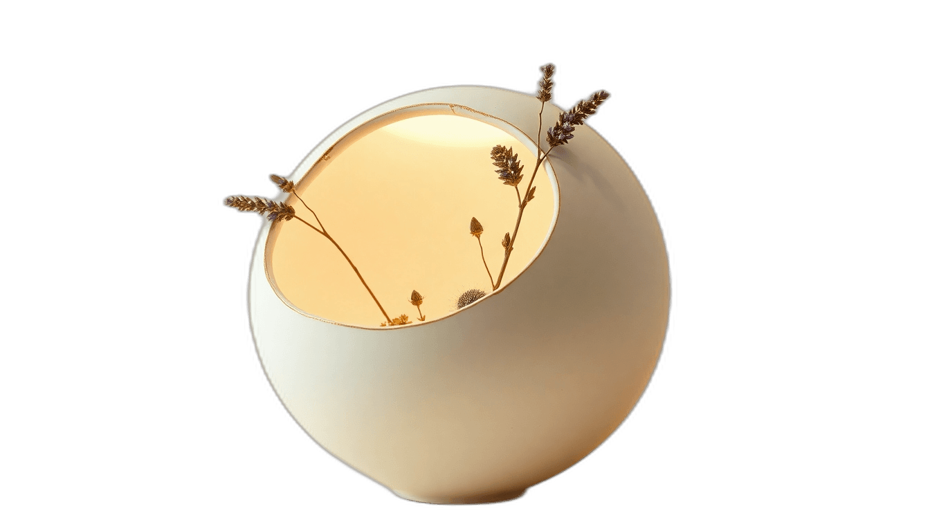 A ceramic vessel with dried botanicals